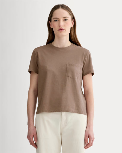 The Box-Cut Tee in Essential Cotton | Mocha | Pocket – Everlane
