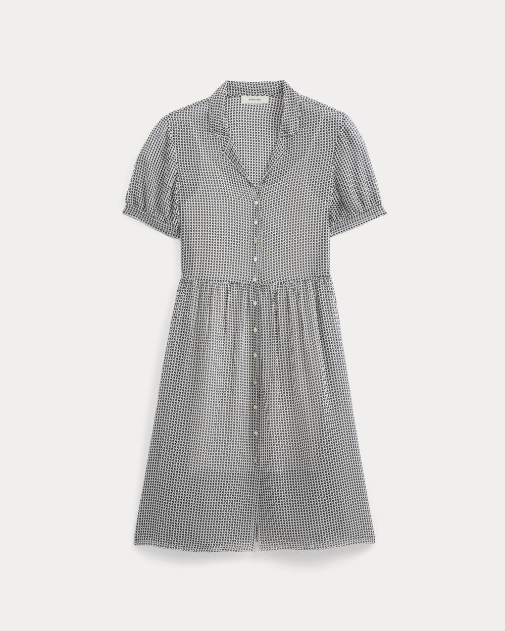 womens-notch-collar-shirtdress-silk-gardenia-black-dot | alt