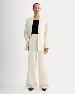 The Draper Pleated Pant in Buttersmooth | Heathered Oat | 32" Inseam