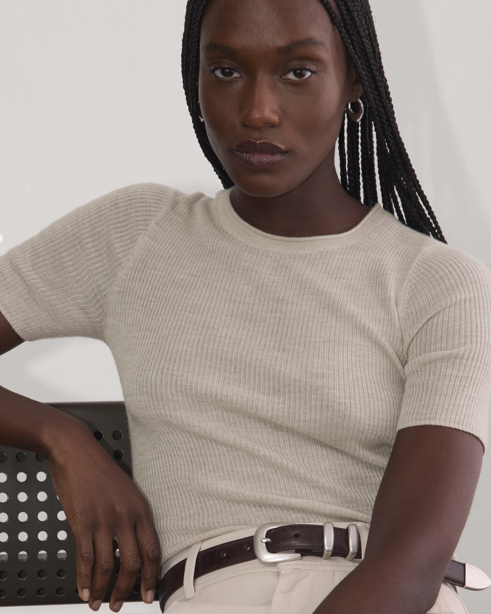 The Sweater Tee in Ultrasoft Merino | Heather Oatmeal – Everlane