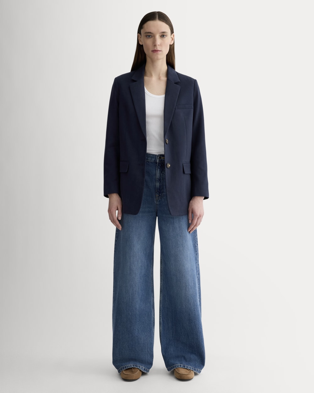 The Oversized Blazer in Buttersmooth Navy – Everlane