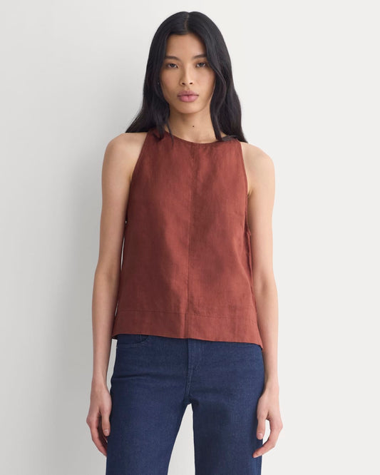 womens-linen-high-neck-tank-henna | primary