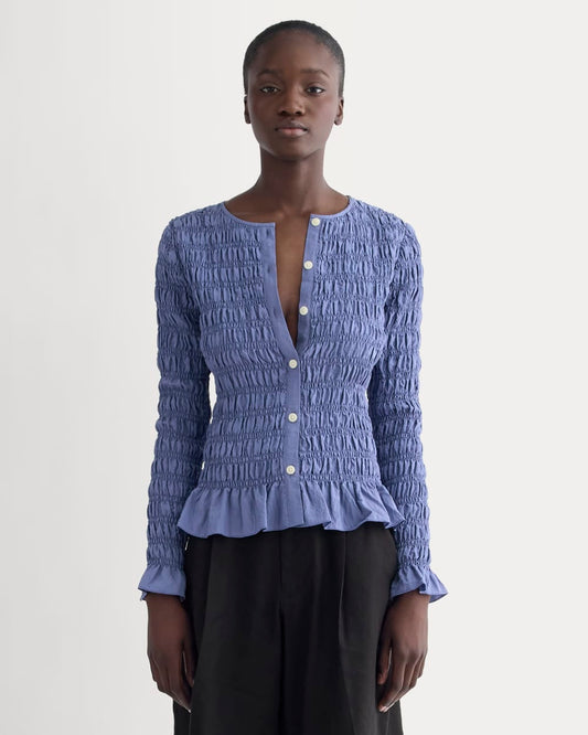 womens-smocked-cardigan-bluedusk | primary