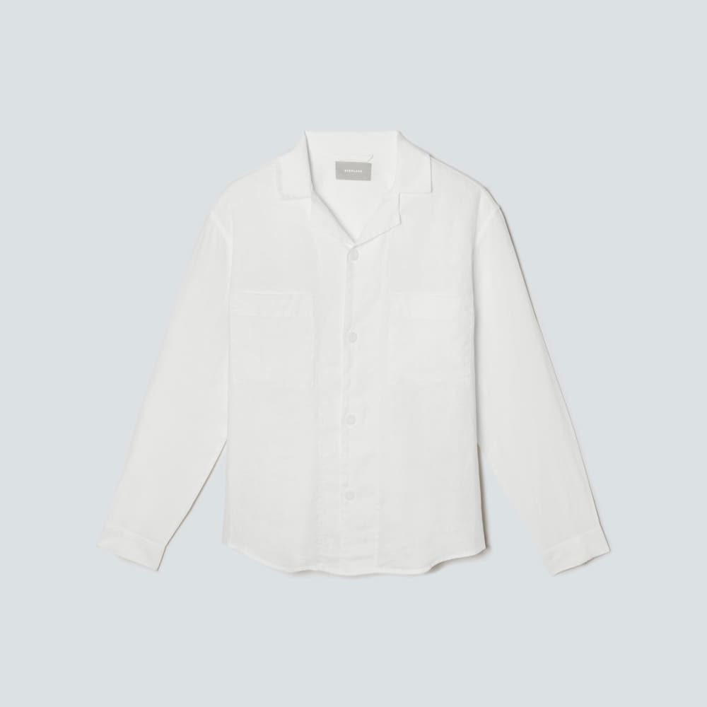 The Long Sleeve Linen Camp Shirt | White - XS