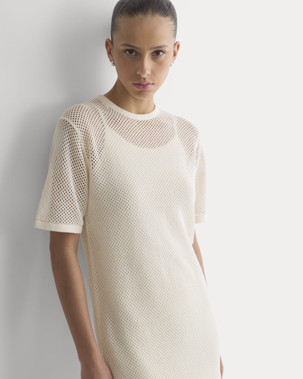 womens-mesh-knit-short-sleeve-dress-bone