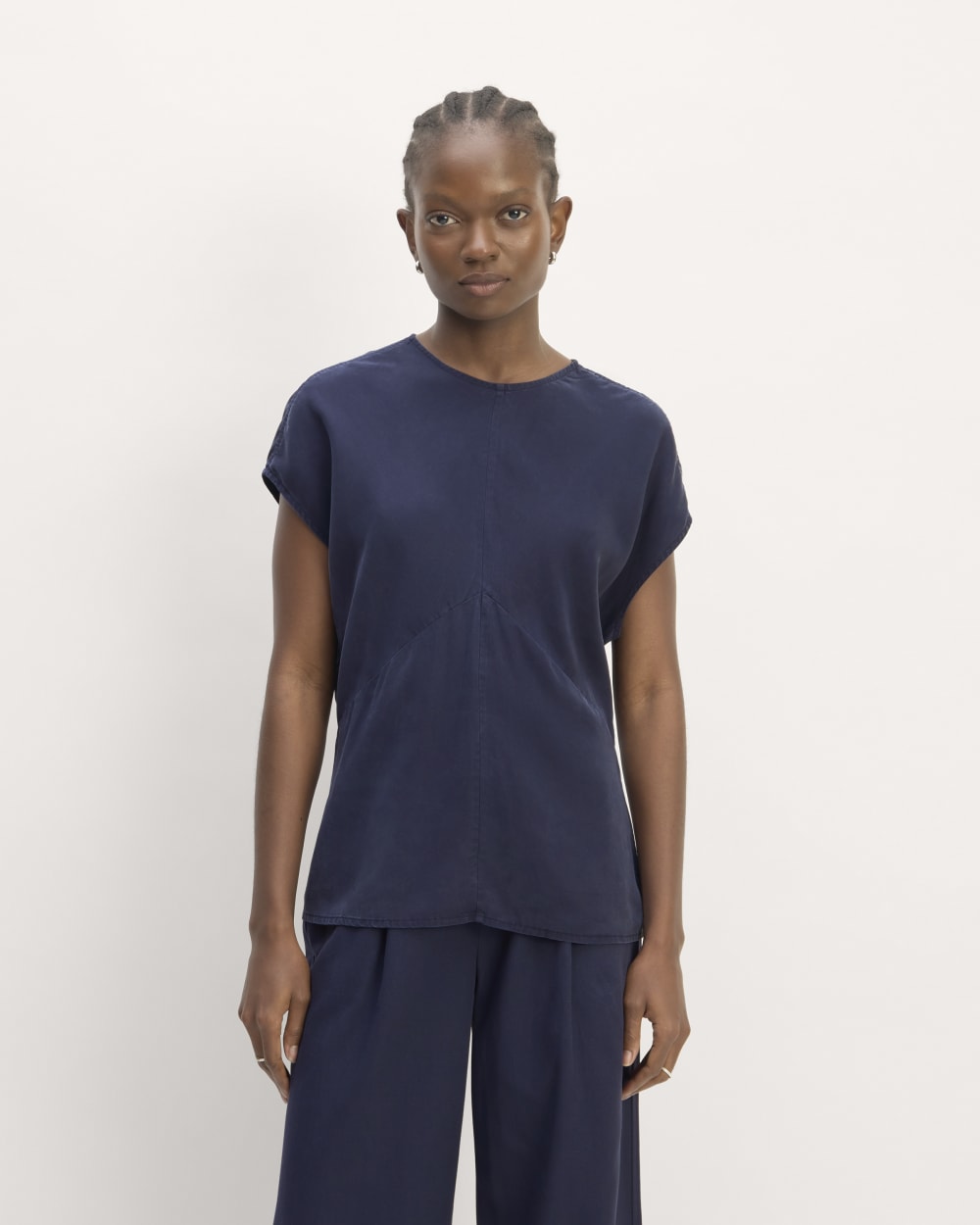 womens-tencel-drape-top-navy | primary