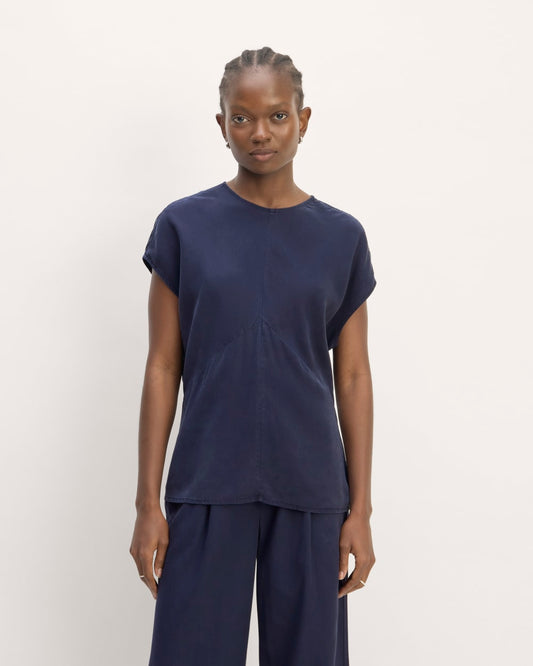 womens-tencel-drape-top-navy | primary