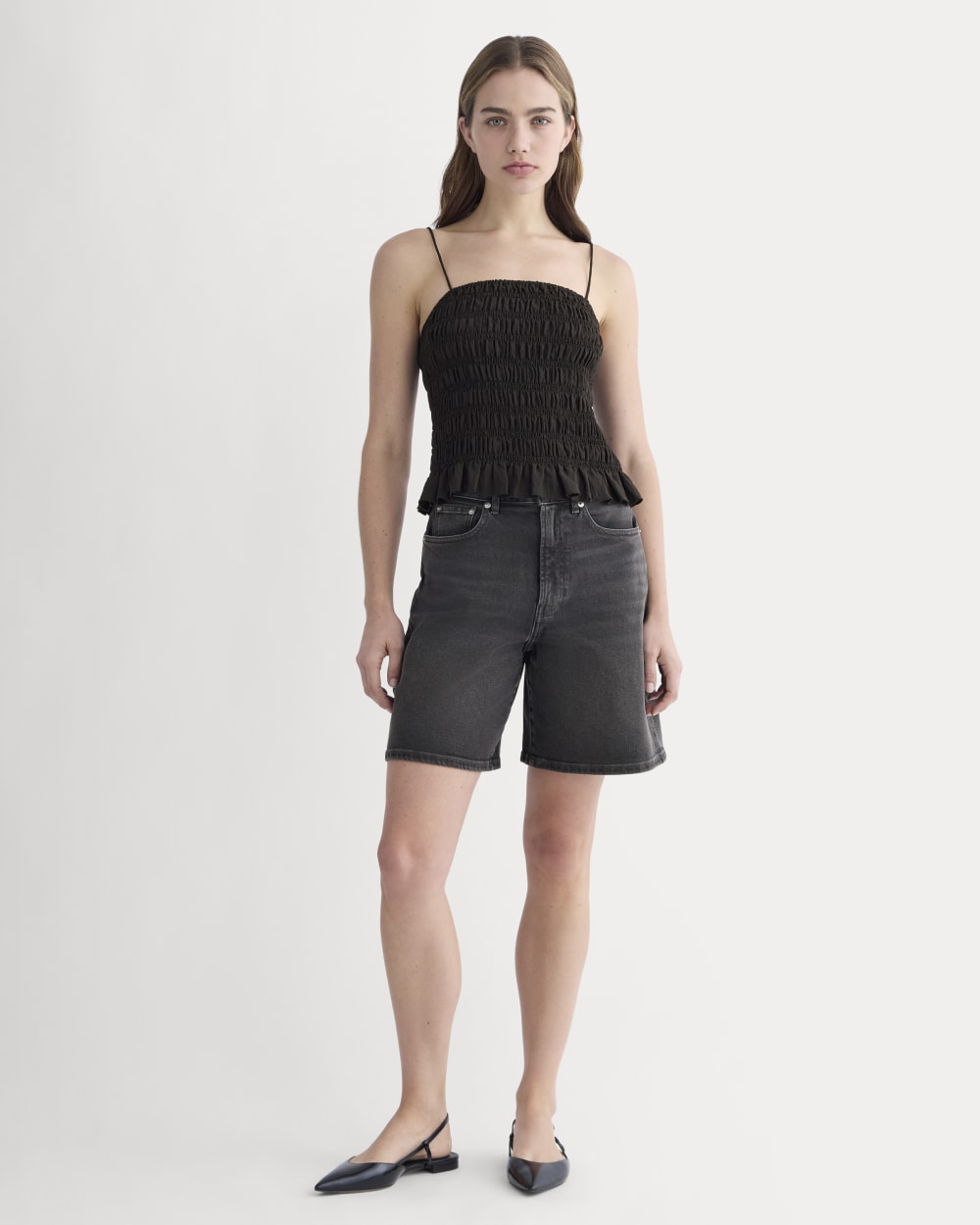 The Long A-Line Denim Short