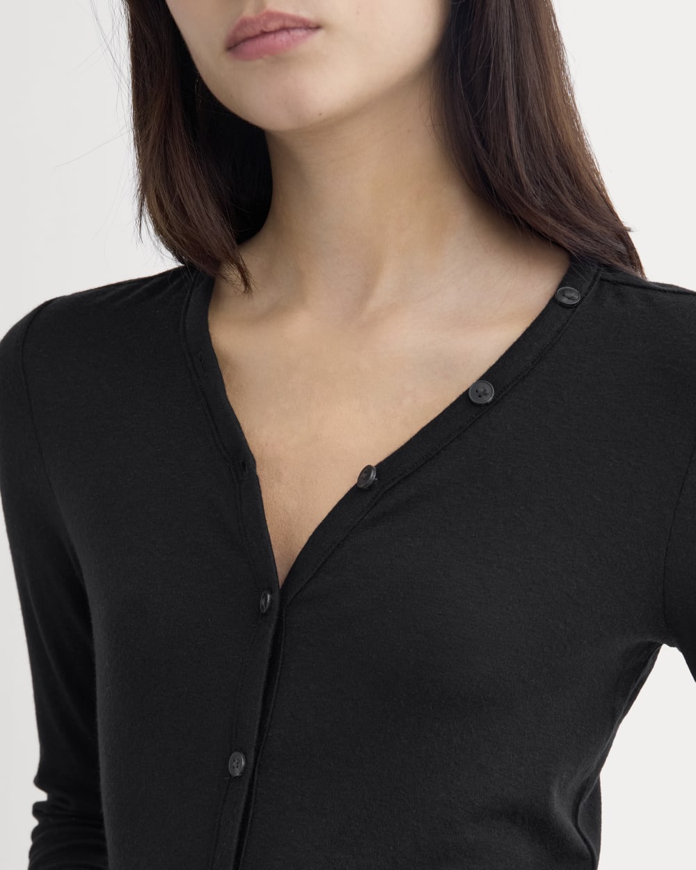Sheer V-Neck Cardigan in Butterluxe | Black – Everlane