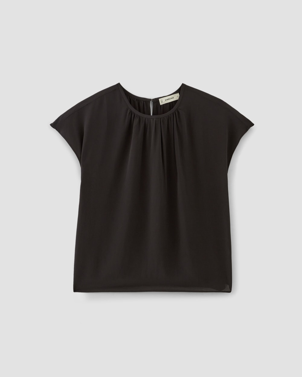 womens-viscose-gathered-neck-top-black | alt