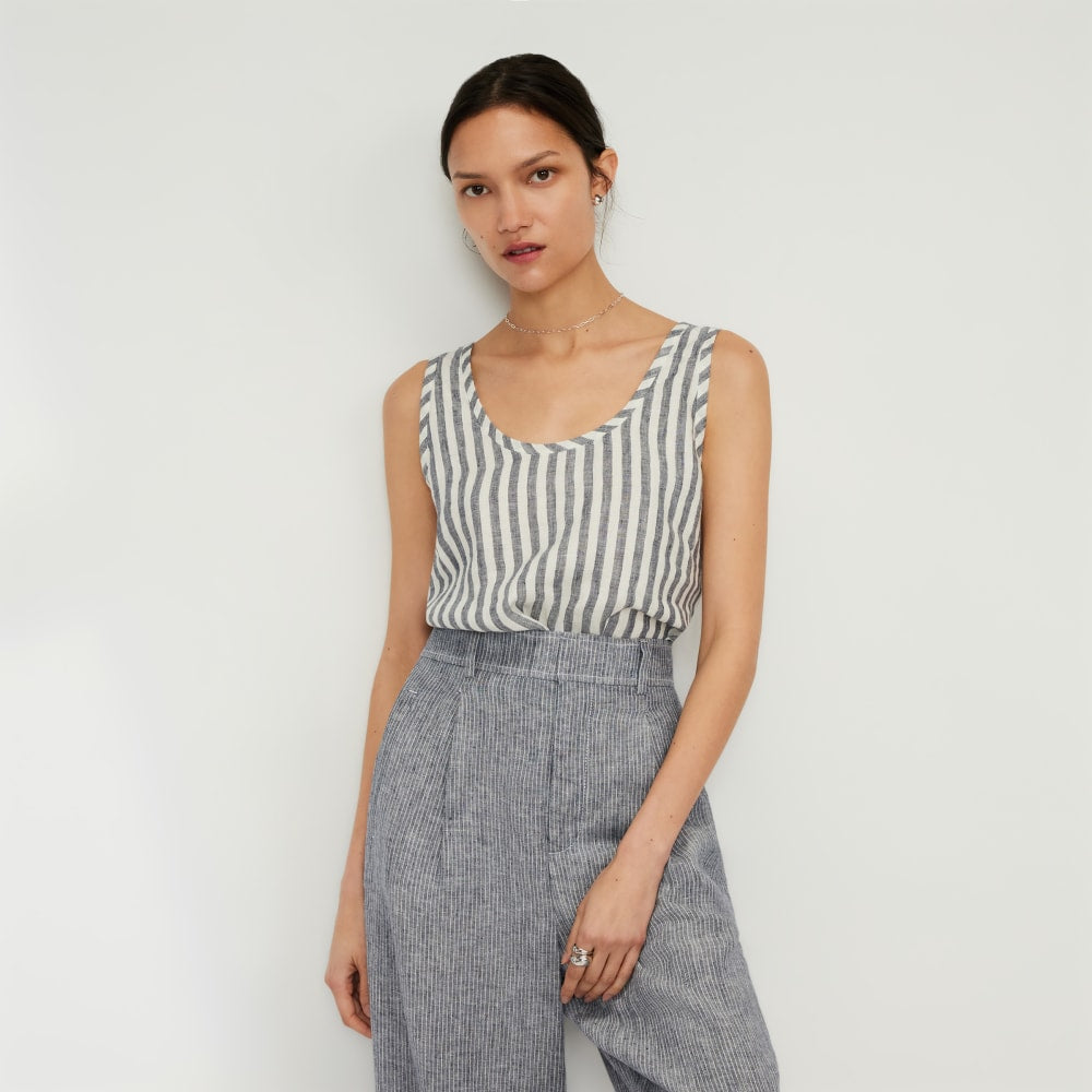 womens-linen-scoop-neck-tank-bone-navy | primary