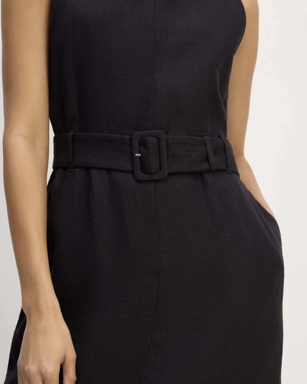 womens-linen-belted-midi-dress-black