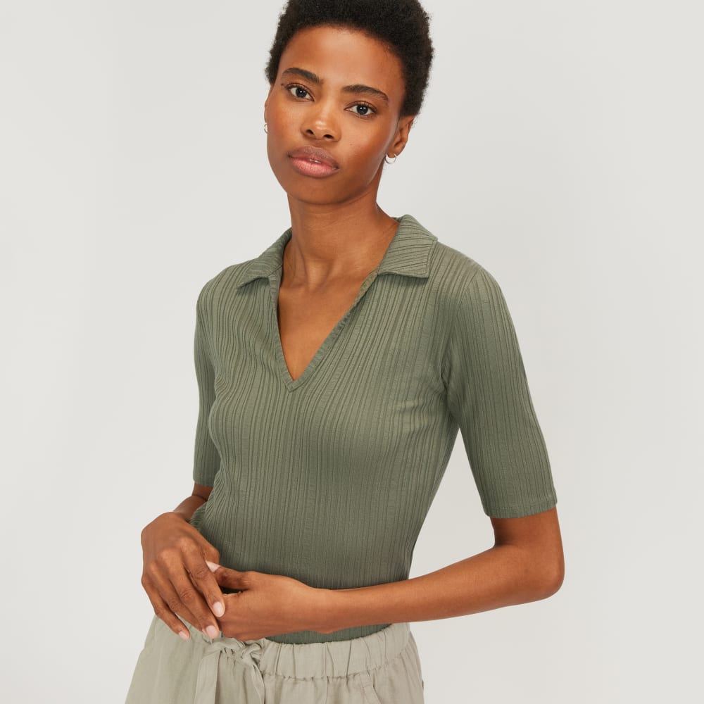 The Rib Soft Knit Open Collar Polo | Kalamata – Everlane