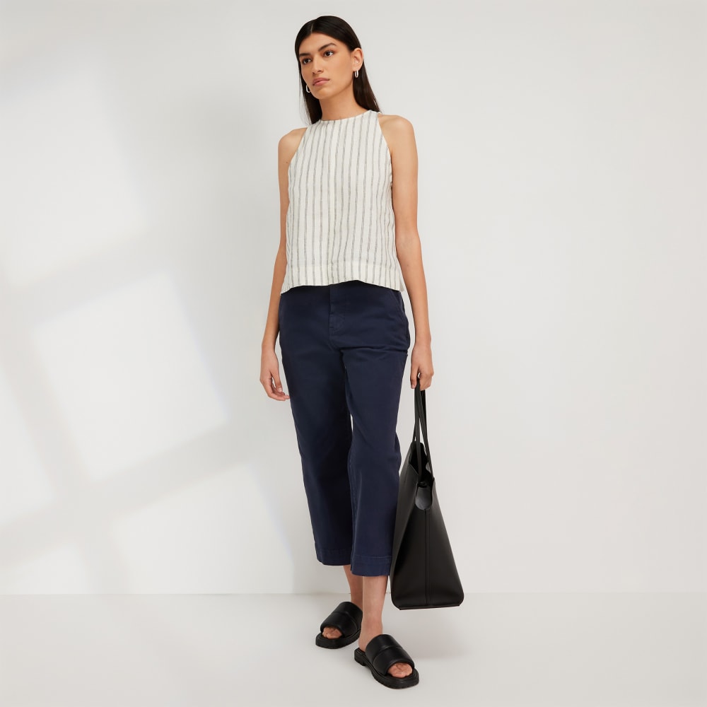 womens-linen-high-neck-tan-black-canvas-tan
