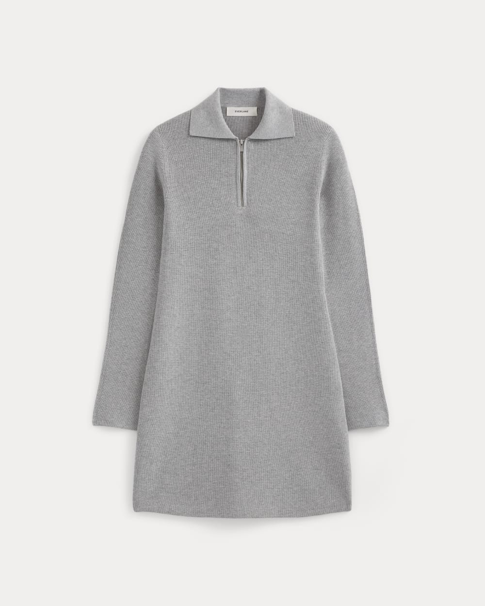 Everlane Knit Quarter-Zip Polo Dress In Light Heathered Grey, Size Large, Viscose Everlane Knit Quarter-Zip Polo Dress In Light Heathered Grey, Size Large, Viscose