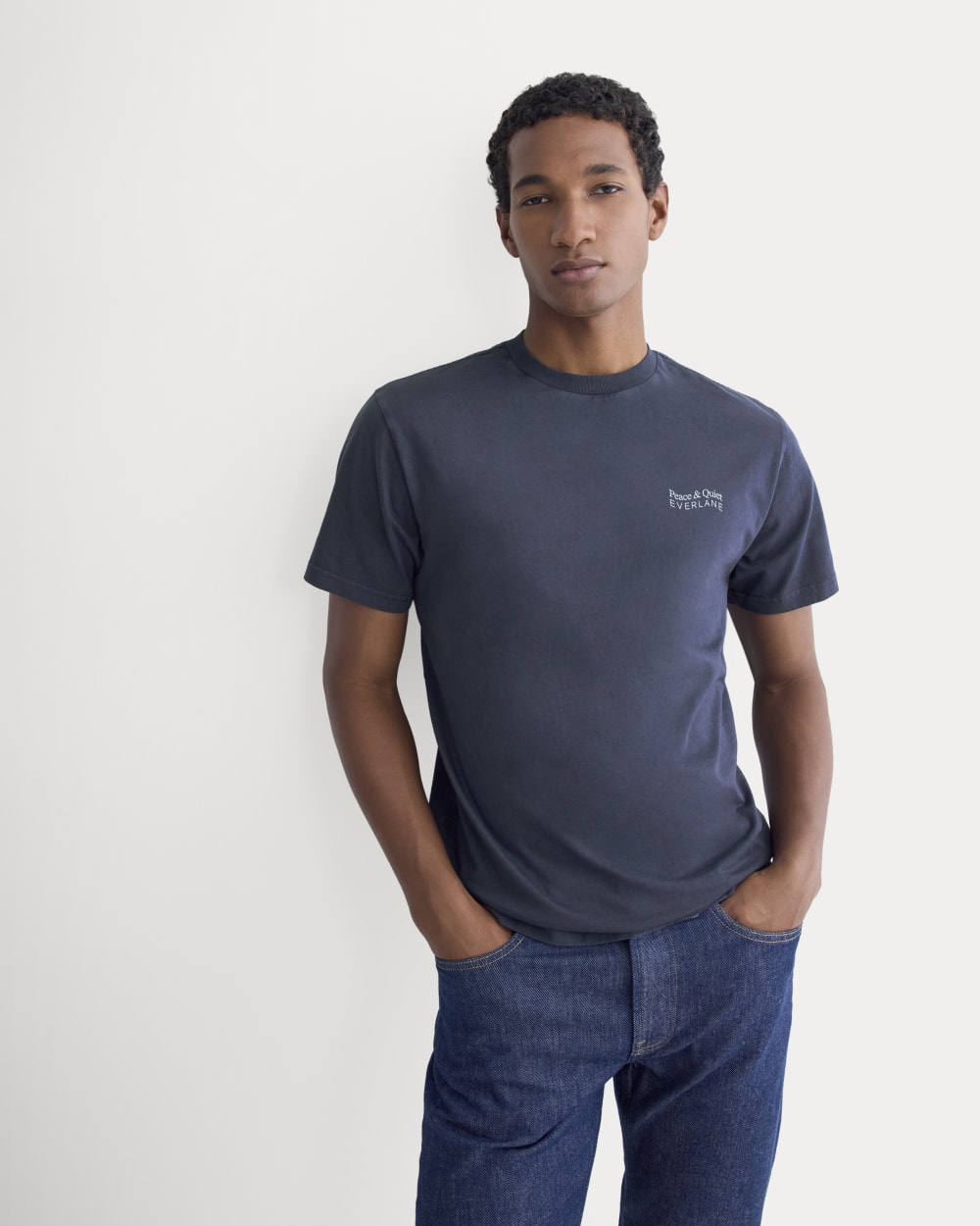 everyone back logo tee shirt navy Lサイズ Everlane x Peace & Quiet Graphic Logo Tee | Navy