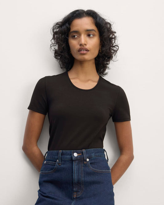 womens-supima-form-ss-crewneck-tee-black | primary