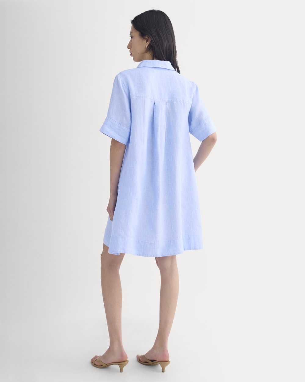 Everlane Mini Popover Shirtdress, Linen, Light Blue, Size XL Everlane Mini Popover Shirtdress, Linen, Light Blue, Size XL