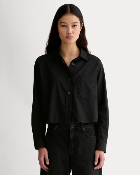 Everlane Way-Short Shirt, Silky Cotton, Black, Size XL
