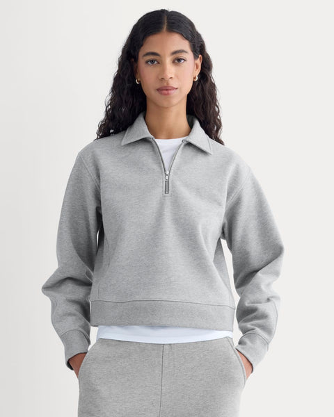 Luxe Fleece Zip Polo | Vintage Heather Grey – Everlane