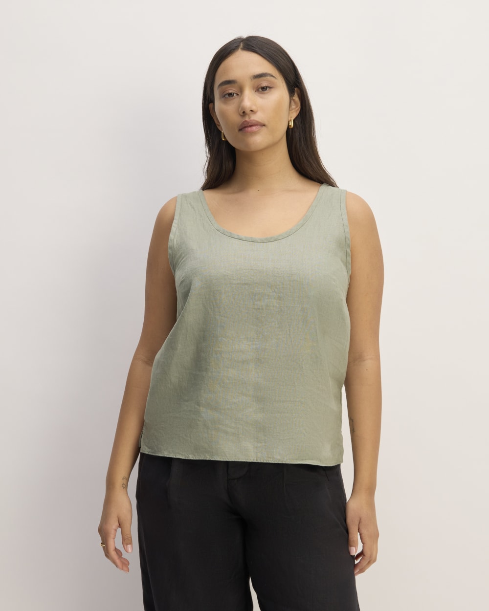 womens-linen-scoop-neck-tank-sage-green | primary