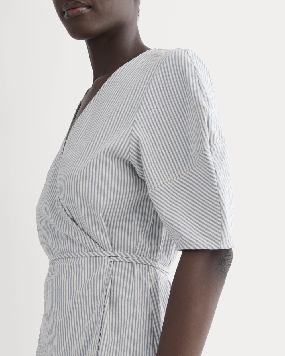 The Seersucker Mini Wrap Dress | Dutch Blue / Natural Everlane The Seersucker Mini Wrap Dress | Dutch Blue / Natural Everlane