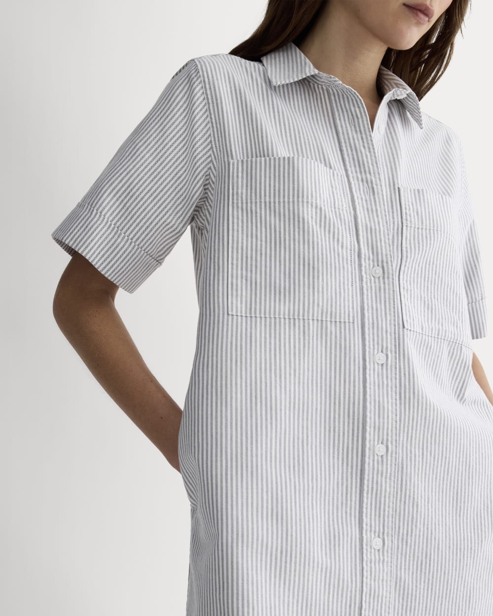 The Oxford Short-Sleeve Shirt Dress | Charcoal / White – Everlane