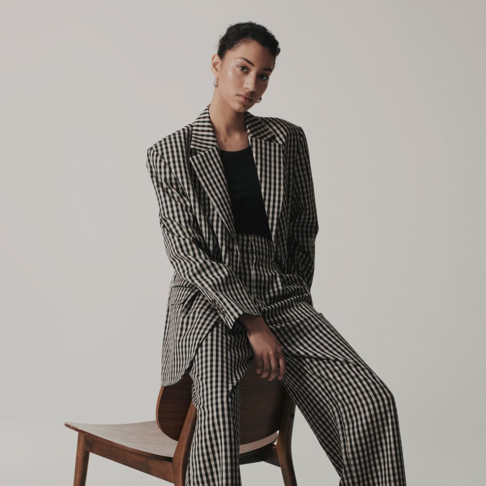 womens-way-high-drape-pant-black-gingham | alt