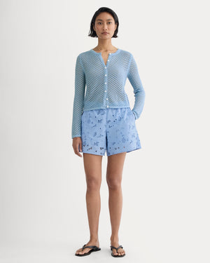 The Eyelet Pull-On Short | Sky Blue