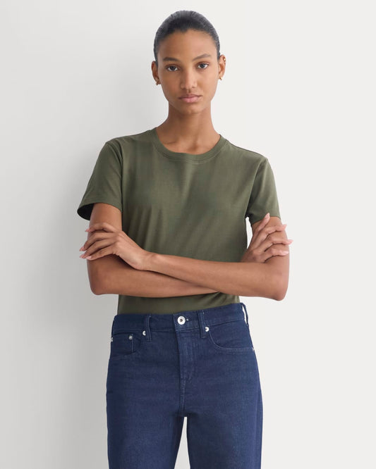 womens-organic-cotton-box-cut-tee-olive-night | primary