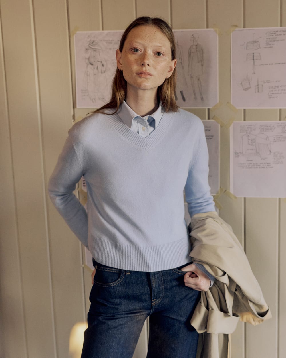 Cashmere Cropped High-V Sweater | Open Air Blue – Everlane