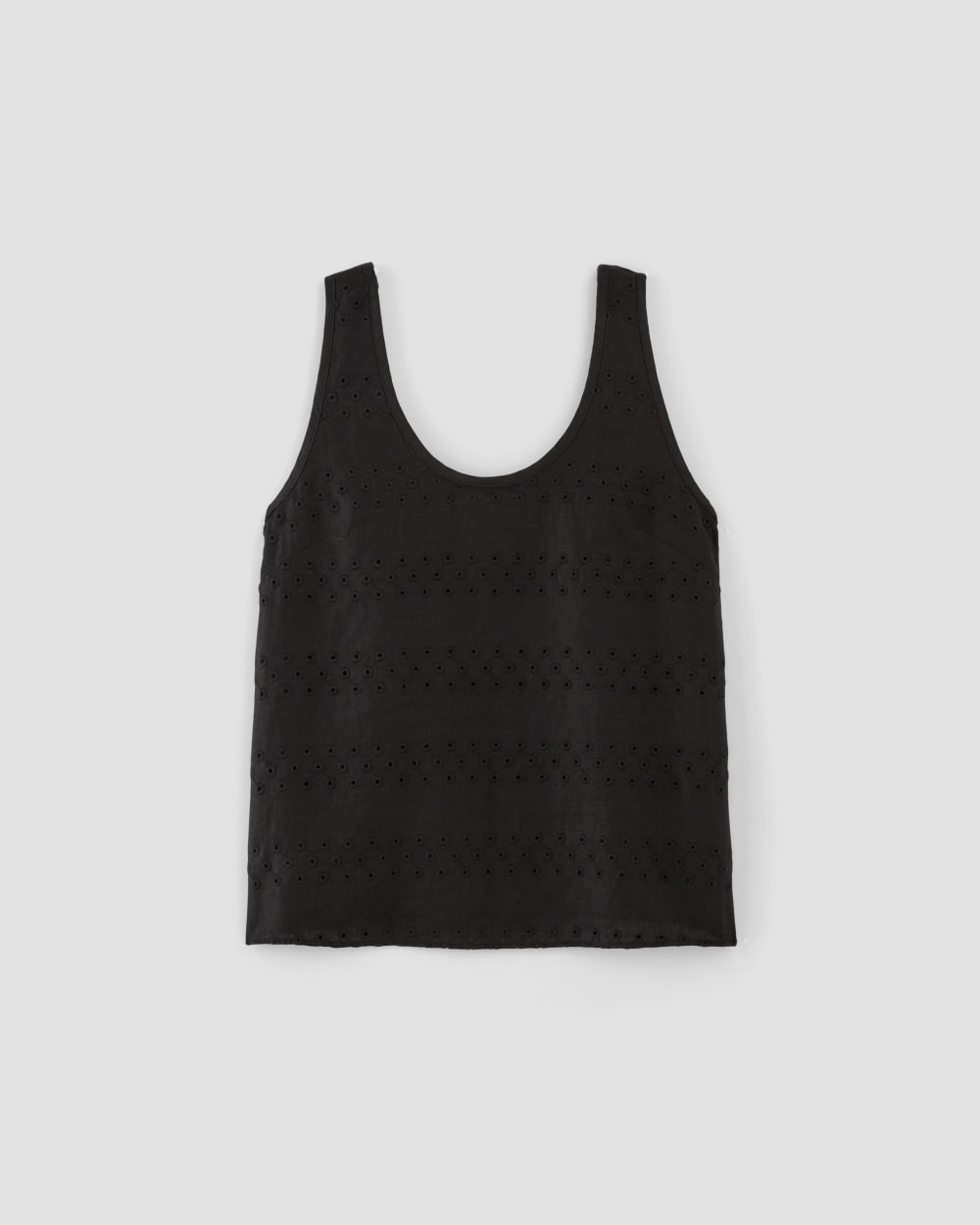 The Linen Eyelet Scoop-Neck Tank | Black Eyelet – Everlane