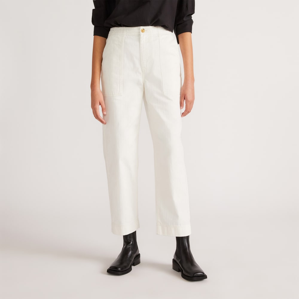 The Organic Cotton Herringbone Pant | Bone - 00