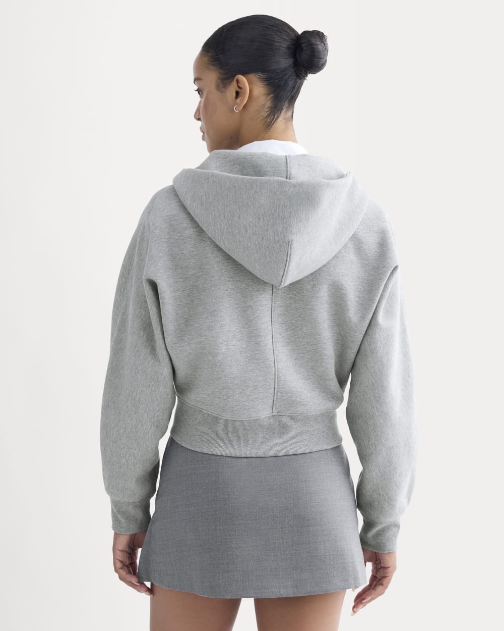 Luxe Fleece Full-Zip Cropped Hoodie | Vintage Heather Grey – Everlane