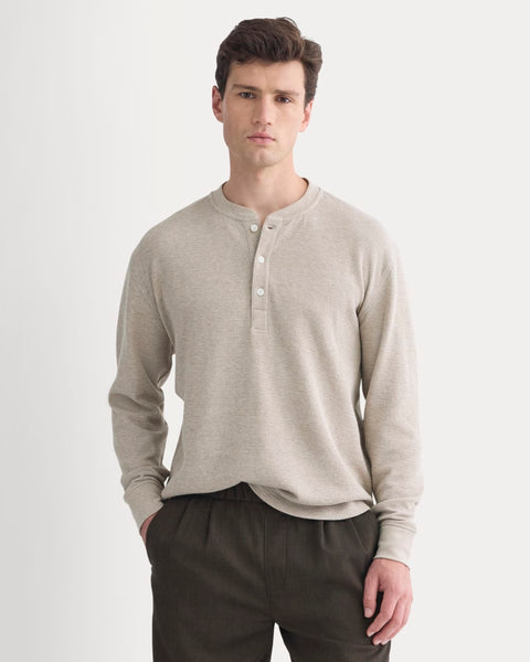 Thermal Henley in Cozy Waffle | Heathered Oatmeal – Everlane
