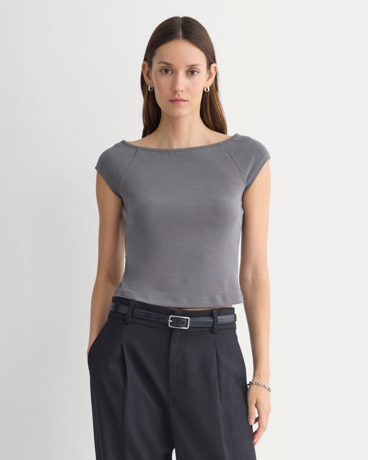 womens-boatneck-cap-s-top-butterknit-charcoal-grey | primary