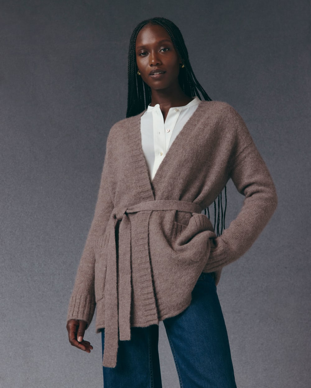 The Robe Cardigan in Alpaca | Taupe Melange – Everlane