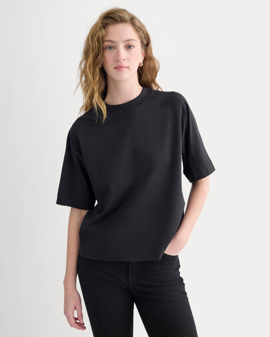 womens-oversized-seamed-tee-black | primary