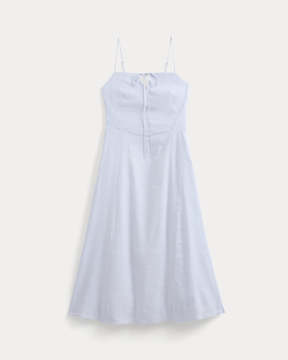 Tie-Neck Dress in Stretch Linen