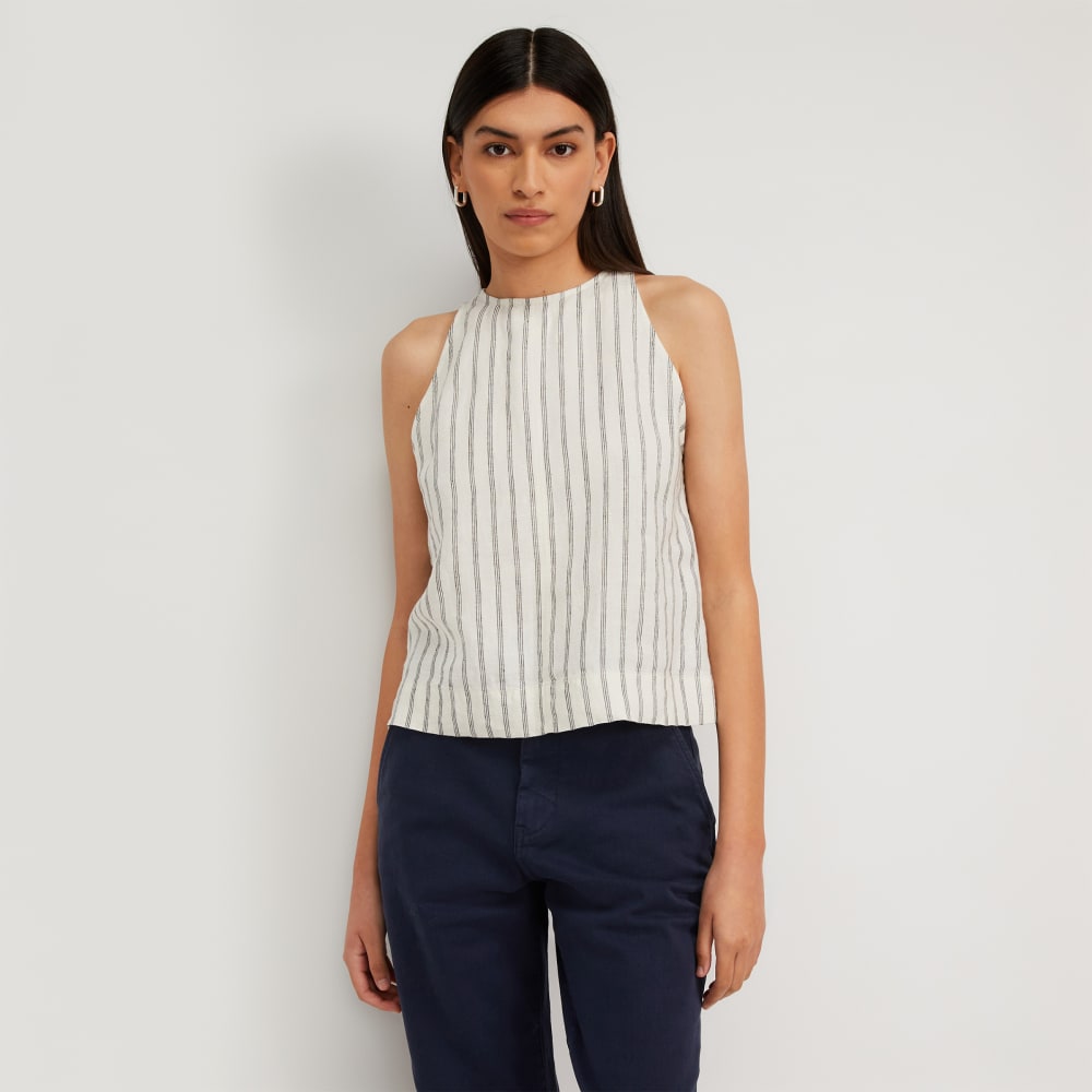womens-linen-high-neck-tan-black-canvas-tan | primary