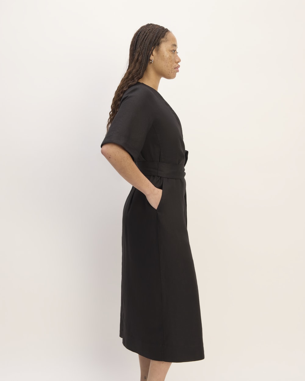 short black wrap dress Isla Silk Wrap Mini Dress in Noir