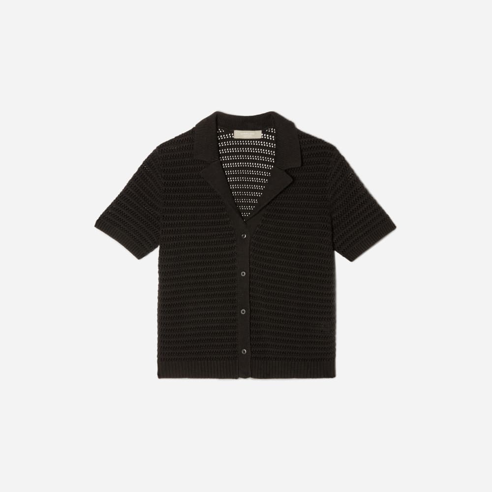 womens-crochet-knit-polo-black