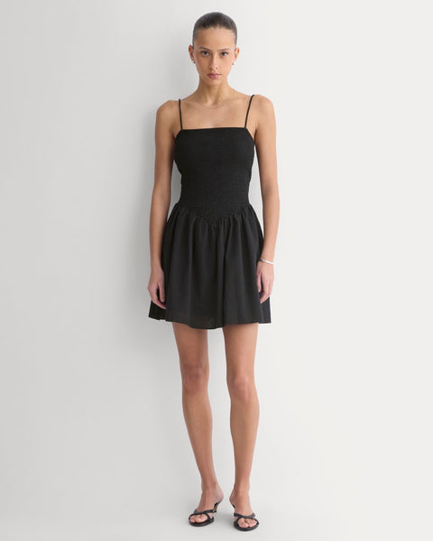 Gauze Smocked Mini Dress | Black – Everlane