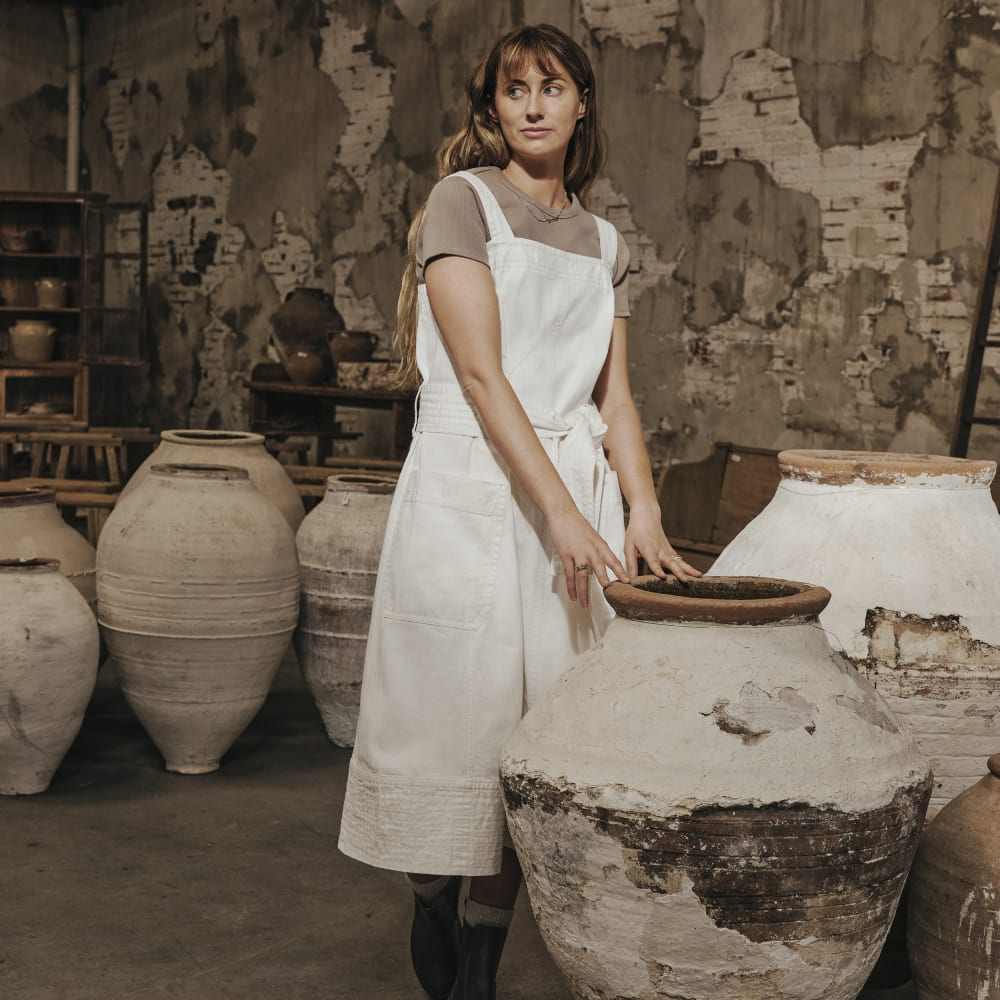 The Organic Cotton Herringbone Dress | Bone Everlane The Organic Cotton Herringbone Dress | Bone Everlane