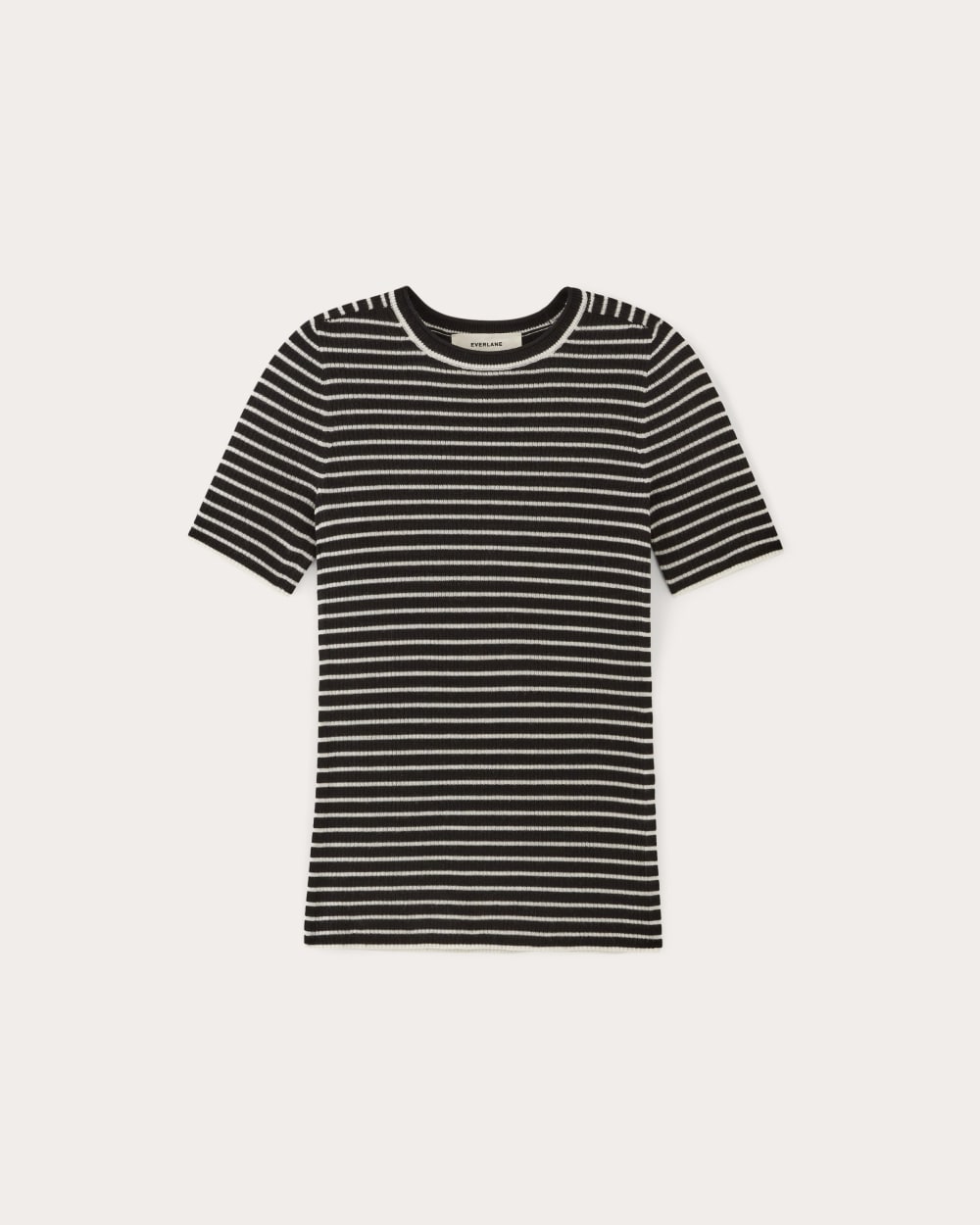 The Sweater Tee in Ultrasoft Merino | Black / Bone – Everlane
