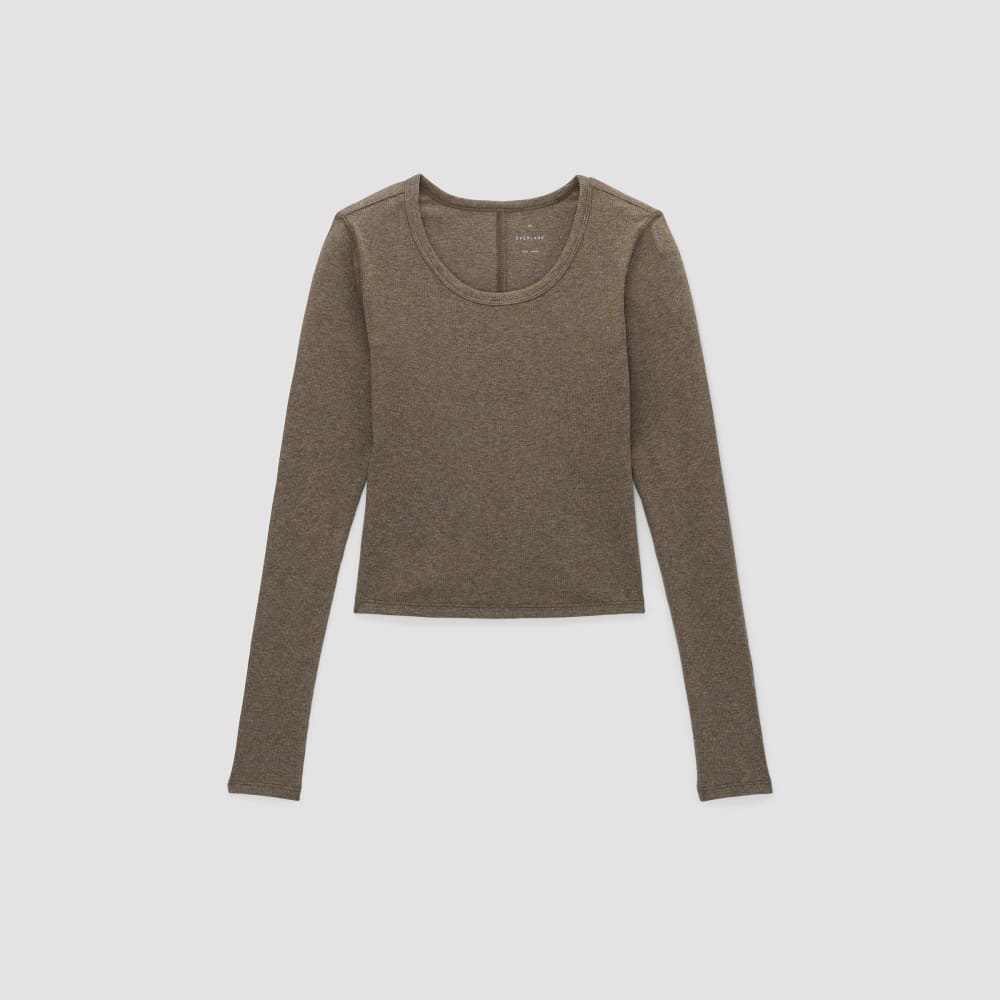 womens-cropped-supima-rib-ls-crew-heather-fatigue | alt