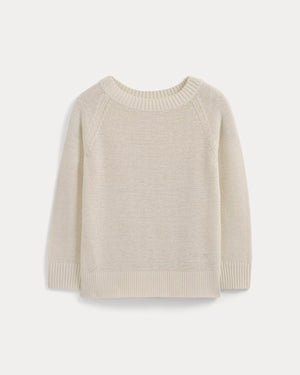 Wide-Neck Crew Sweater in Tape Yarn | Bone