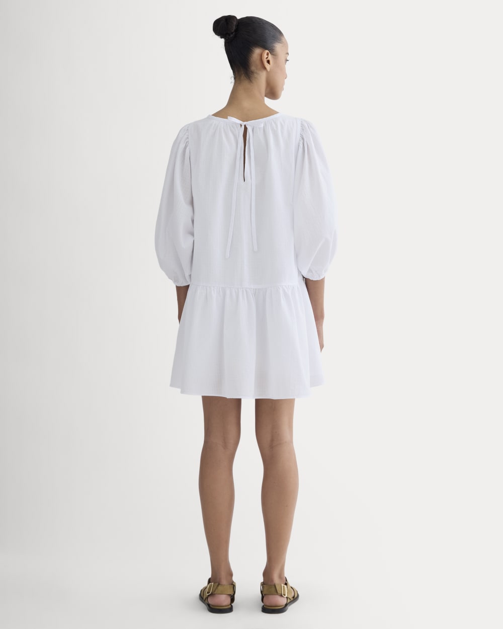 Everlane Gauze Puff-Sleeve Mini Dress In White, Size XL, Cotton Everlane Gauze Puff-Sleeve Mini Dress In White, Size XL, Cotton