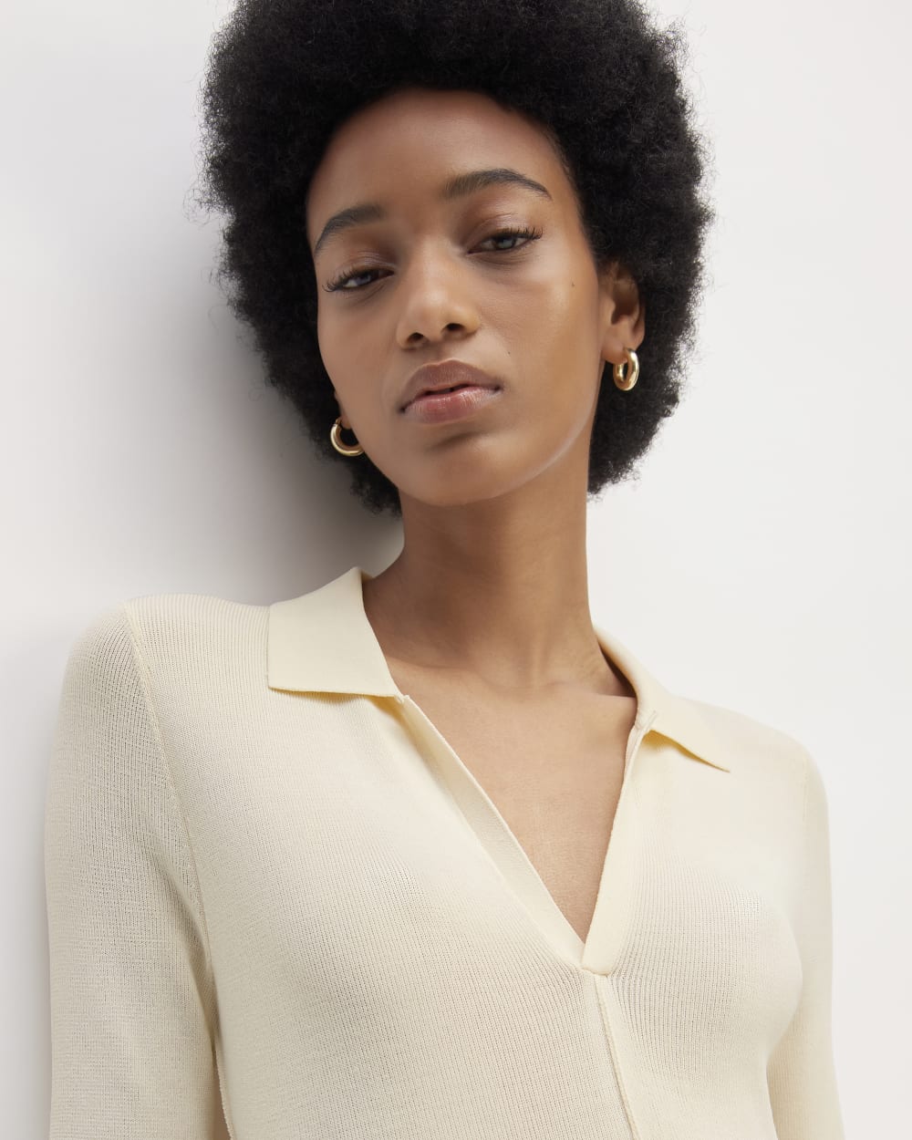 The Viscose Knit Polo Midi Dress | Beige Everlane The Viscose Knit Polo Midi Dress | Beige Everlane