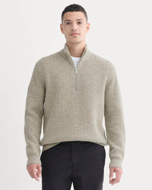 The Felted Merino Half-Zip Sweater | Heather Gravel Donegal